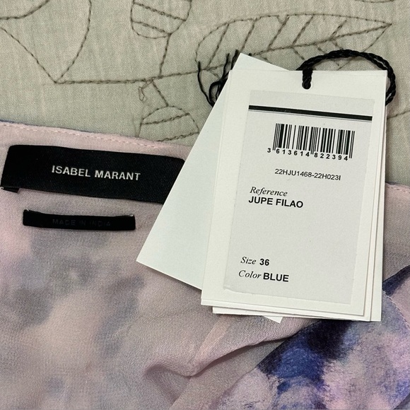 NEW ISABEL MARANT Filao Bow-Detailed Silk Crepe De Chine Mini Skirt Sz 36 Floral - Picture 5 of 11